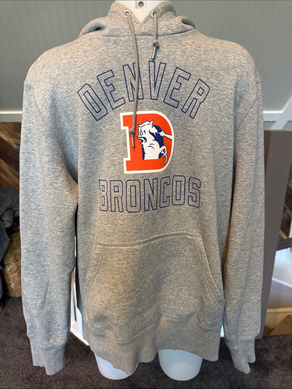 Nike Gray Denver Broncos Pullover Hoodie with Orange D Logo